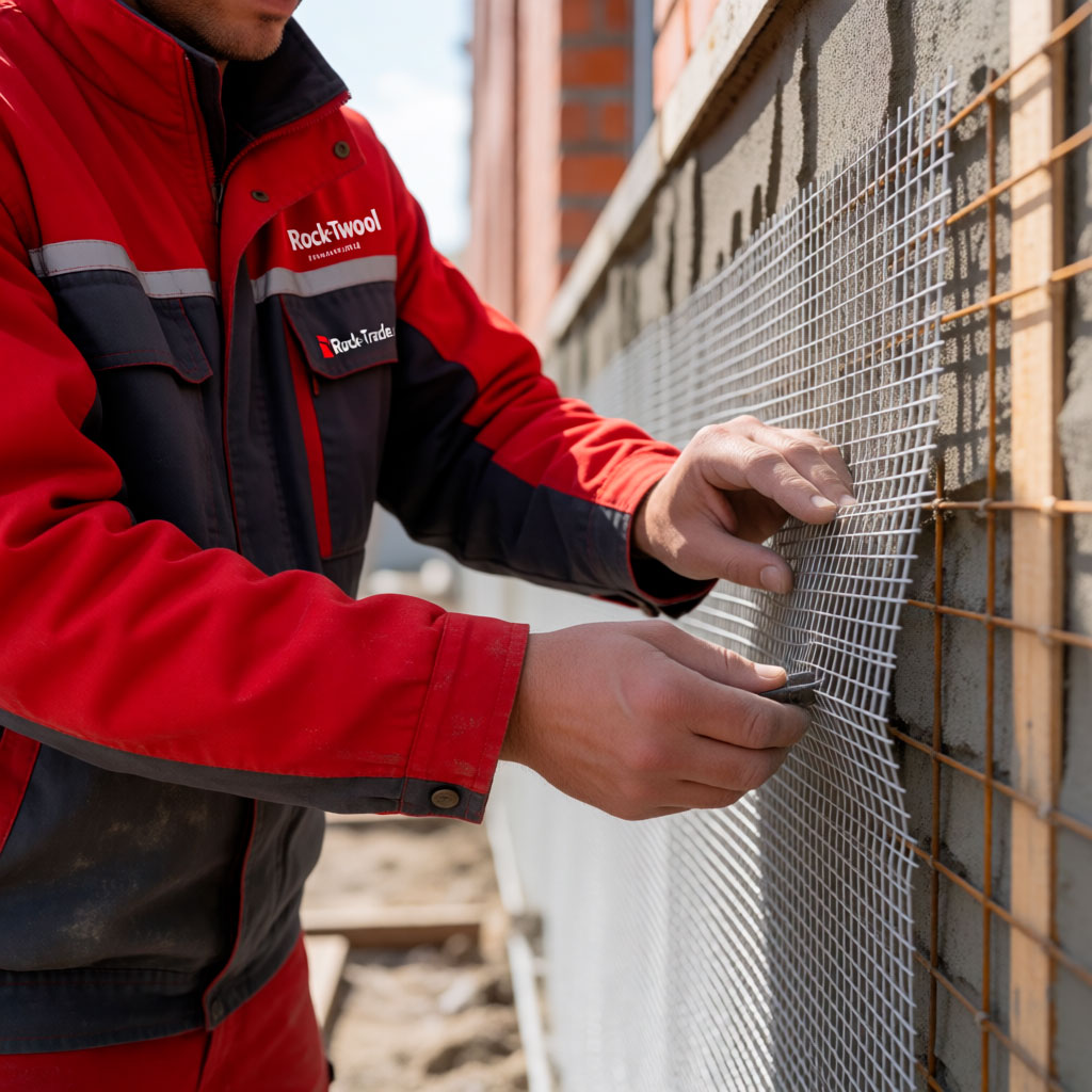 Армирующая стеклосетка ROCKfiber klinker сетка при отделке клинкером (Россия)
